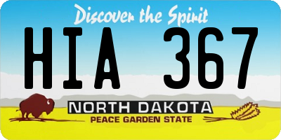 ND license plate HIA367