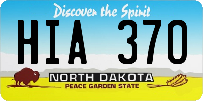 ND license plate HIA370