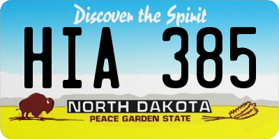 ND license plate HIA385