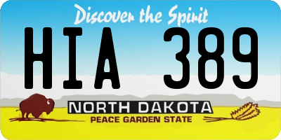 ND license plate HIA389