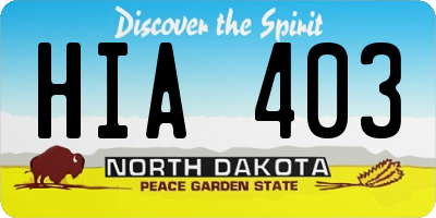 ND license plate HIA403