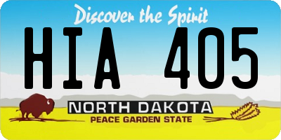 ND license plate HIA405