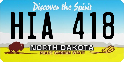 ND license plate HIA418