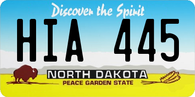 ND license plate HIA445