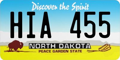 ND license plate HIA455