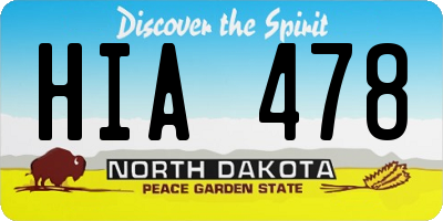 ND license plate HIA478