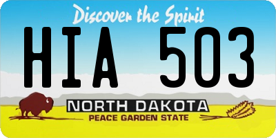 ND license plate HIA503