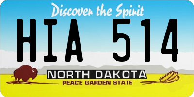 ND license plate HIA514