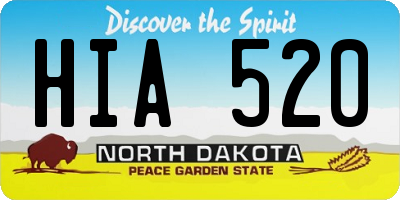 ND license plate HIA520