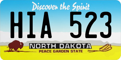 ND license plate HIA523