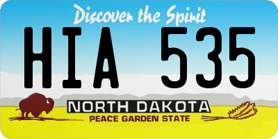 ND license plate HIA535