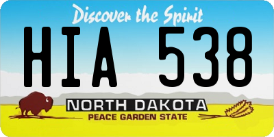 ND license plate HIA538