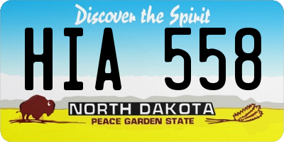 ND license plate HIA558