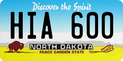 ND license plate HIA600