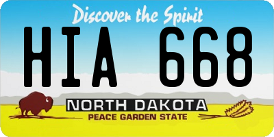 ND license plate HIA668