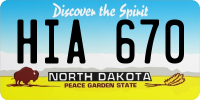 ND license plate HIA670