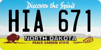 ND license plate HIA671