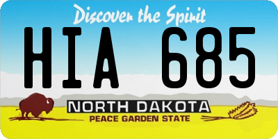 ND license plate HIA685