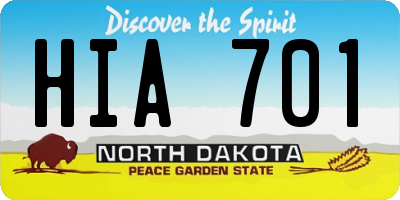 ND license plate HIA701
