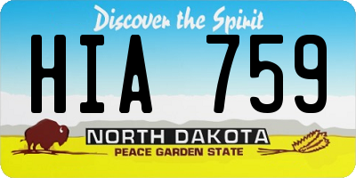 ND license plate HIA759