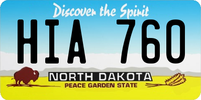 ND license plate HIA760