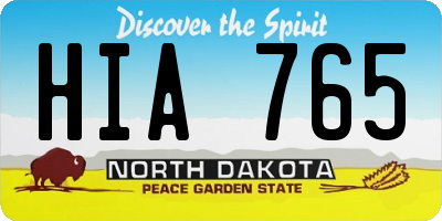 ND license plate HIA765