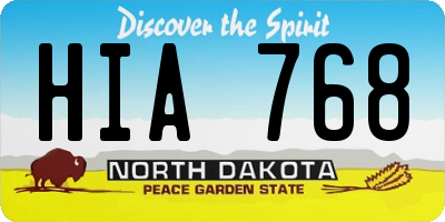 ND license plate HIA768