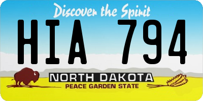 ND license plate HIA794