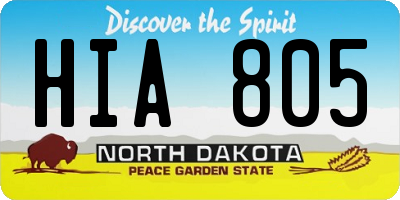 ND license plate HIA805
