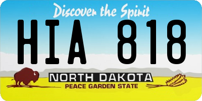ND license plate HIA818