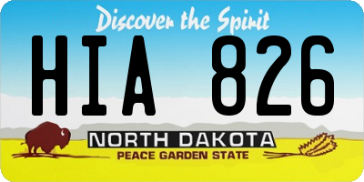 ND license plate HIA826