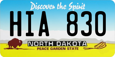 ND license plate HIA830