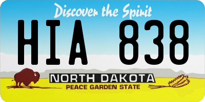 ND license plate HIA838