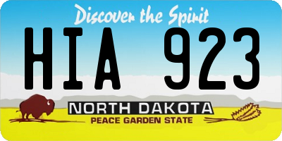 ND license plate HIA923