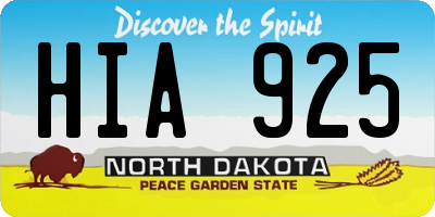 ND license plate HIA925