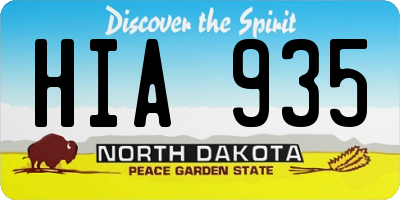 ND license plate HIA935