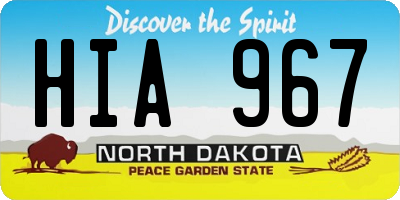 ND license plate HIA967