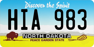 ND license plate HIA983
