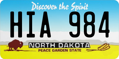ND license plate HIA984