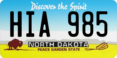 ND license plate HIA985