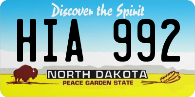 ND license plate HIA992