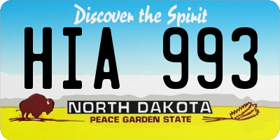 ND license plate HIA993