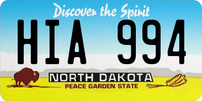 ND license plate HIA994