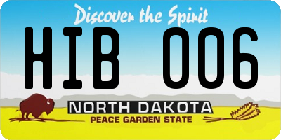 ND license plate HIB006