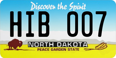 ND license plate HIB007