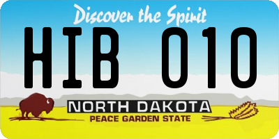 ND license plate HIB010