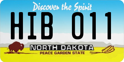 ND license plate HIB011