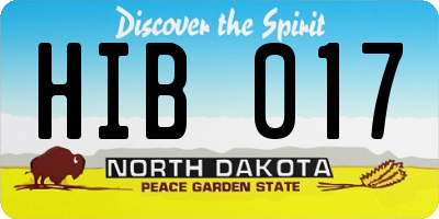ND license plate HIB017