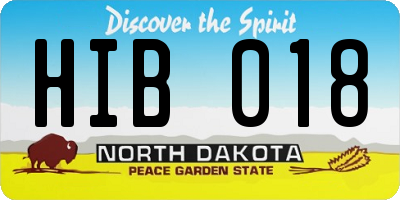 ND license plate HIB018