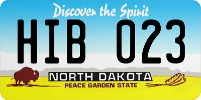 ND license plate HIB023